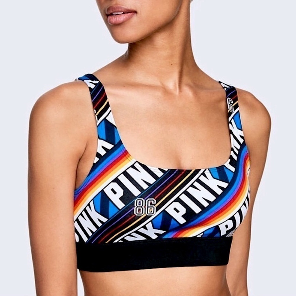 3/$25 🙌🏼 PINK Victoria’s Secret Ultimate Scoop Neck Back Stripe Sports Bra XS